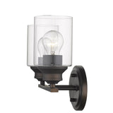 10" Black And Clear Metal and Glass Vanity Flush Mounted Sconce