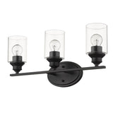 10" Black And Clear Metal and Glass Vanity Flush Mounted Sconce