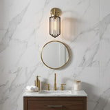 Gold and Black Metal Cage Wall Sconce