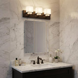 7" Black And White Metal and Glass Vanity Flush Mounted Sconce