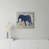 Exotic Blue And Gold Elephant Unframed Print Wall Art