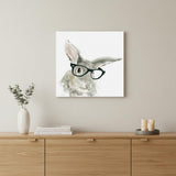 20" x 20" Watercolor Cutie Rabbit in Glasses Canvas Wall Art