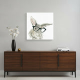 30" x 30" Watercolor Cutie Rabbit in Glasses Canvas Wall Art