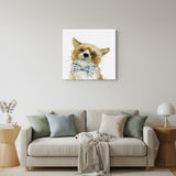 40" x 40" Watercolor Cutie Bow Tie Fox Canvas Wall Art