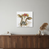 Watercolor Floral Cow Unframed Print Wall Art
