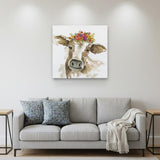 Watercolor Floral Cow Unframed Print Wall Art