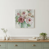 20" x 20" Watercolor Soft Pastel Peonies Bouquet Canvas Wall Art
