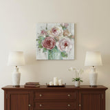 30" x 30" Watercolor Soft Pastel Peonies Bouquet Canvas Wall Art