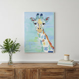 24" x 18" Pastel Patchwork Giraffe Canvas Wall Art