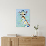 32" x 24" Pastel Patchwork Giraffe Canvas Wall Art