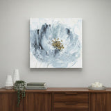 30" x 30" Watercolor Abstract Gray Blue Flower Canvas Wall Art