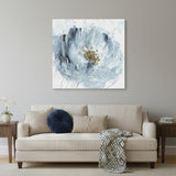 40" x 40" Watercolor Abstract Gray Blue Flower Canvas Wall Art