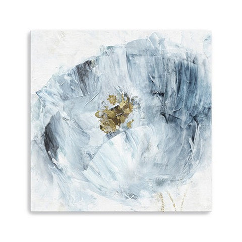 Gray And Blue Unframed Flower Canvas Wall Art