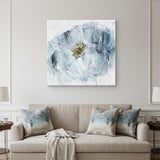 Gray And Blue Unframed Flower Canvas Wall Art