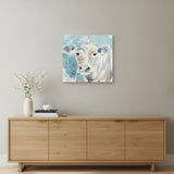 20" x 20" Blue Pastel Watercolor Cow Unframed Canvas Wall Art