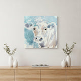 30" x 30" Blue Pastel Watercolor Cow Unframed Canvas Wall Art