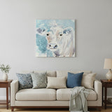 40" x 40" Blue Pastel Watercolor Cow Unframed Canvas Wall Art