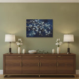 24" x 32" Navy Blue Watercolor Midnight Bird Rendezvous Canvas Wall Art
