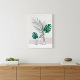 Pretty Green Foliage Leaves Pink Unframed Print Wall Art