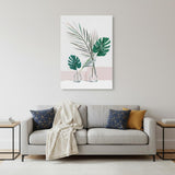 Pretty Green Foliage Leaves Pink Unframed Print Wall Art