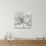 Soft Blue And Grey Flower With Gold Details Unframed Print Wall Art
