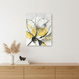 20" Modern Yellow and Black Flower Canvas Wall Art