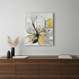 Modern Yellow And Black Flower In Bloom Unframed Print Wall Art