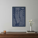 24" x 16" Indigo and White Aerial New York Map Canvas Wall Art