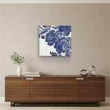 Blue Toile Rose Unframed Print Wall Art