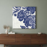 Blue Toile Rose Unframed Print Wall Art