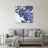 Blue Toile Rose Unframed Print Wall Art