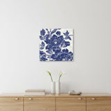 Blue Toile Roses Unframed Print Wall Art