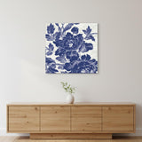 Blue Toile Roses Unframed Print Wall Art