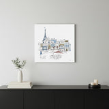 French Caf With Red And Blue Accents Unframed Print Wall Art