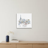 French Caf With Red And Blue Accents Unframed Print Wall Art