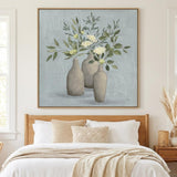 Pretty Bohemian Flowers In Ceramic Vases Unframed Print Wall Art
