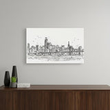 Monochrome City Skyline Sketch Unframed Print Wall Art