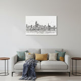 Monochrome City Skyline Sketch Unframed Print Wall Art