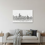 Monochrome City Skyline Sketch Unframed Print Wall Art