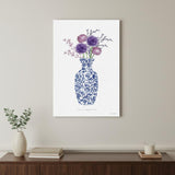 24" x 16" Blue and White Life Floral Vase Canvas Wall Art