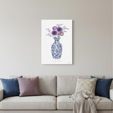 36" x 24" Blue and White Life Floral Vase Canvas Wall Art