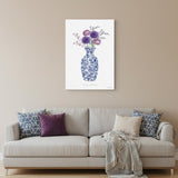 48" x 32" Blue and White Life Floral Vase Canvas Wall Art