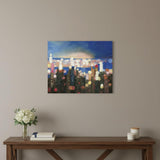 30" x 24" Watercolor City Lights on the Horizon Canvas Wall Art