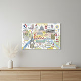 Fun Illustrated Paris Map Unframed Print Wall Art