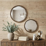 Set of Two Gold Round Ornate Framed Accent Mirrors