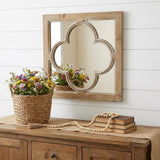 10" Natural Brown With Whitewash Square Wall Mounted Accent Mirror