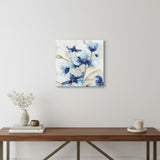 20" x 20" Watercolor Shades of Blue Floral Canvas Wall Art