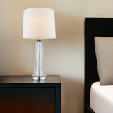 29" Clear And Silver Table Lamp With Empire Shade