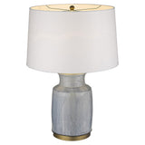 27" Gray Ceramic Table Lamp With White Empire Shade