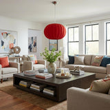 Shanghai 1-Light Brushed Nickel Pendant With Sheer Red Ribbon Shade